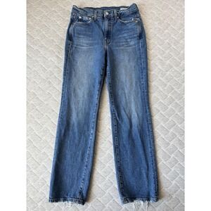 AYR Jeans Womens 28S Blue The LaLa Mid Rise Straight Raw Hem Stretch Denim USA